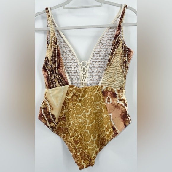 Free People Movemet Resin Obsidian Tie-Front Paisley One-Piece Swimsuit - Picture 5 of 9